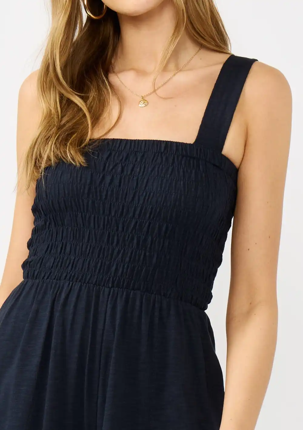 Smocked Wide Leg Jumpsuit