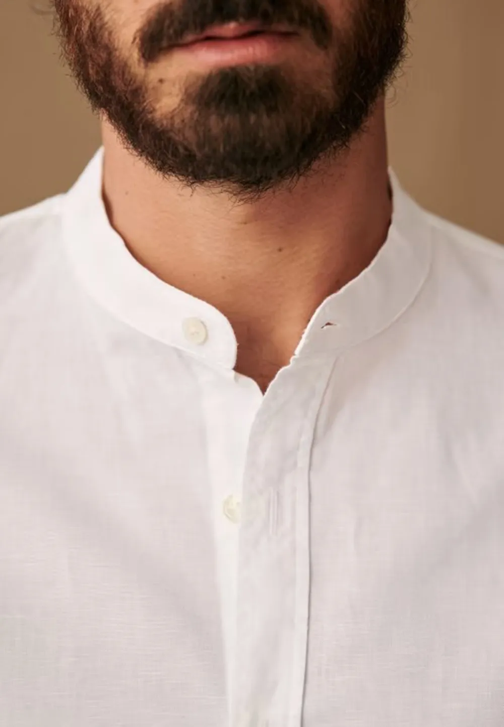 Classic White Cotton Linen Blend Button Up Shirt