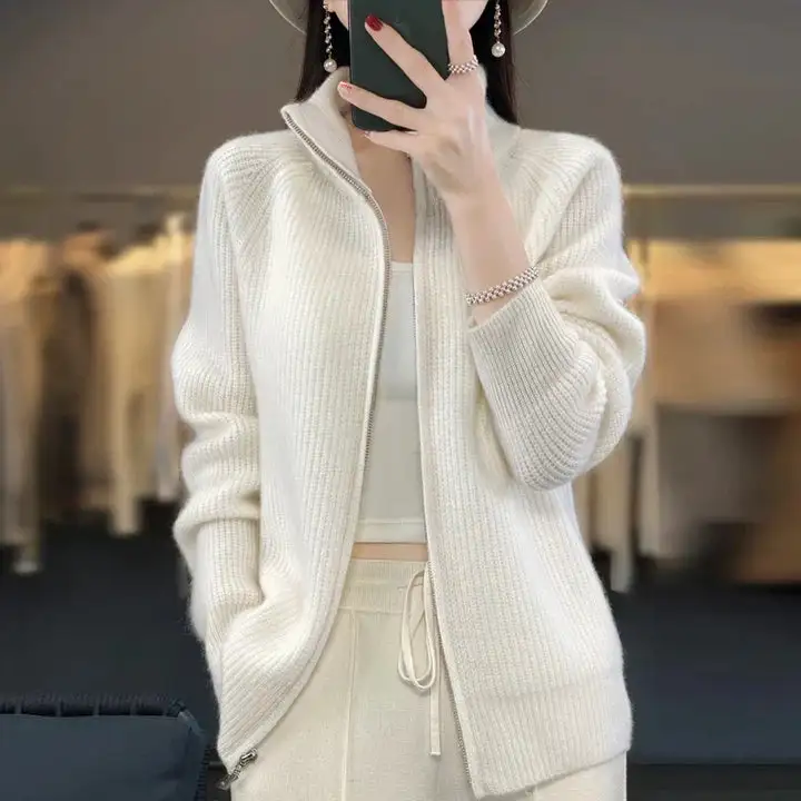 Half Zip Knit Sweater Soft Cozy Zip Up Jumper
