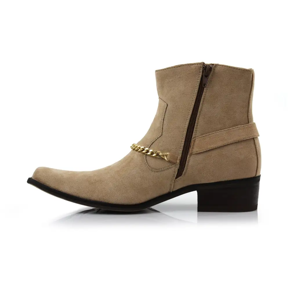 Suede Faux-Leather Pointed-Toe Chelsea Boots