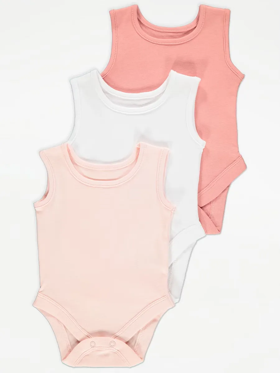 Pink Sleeveless Bodysuits 3 Pack