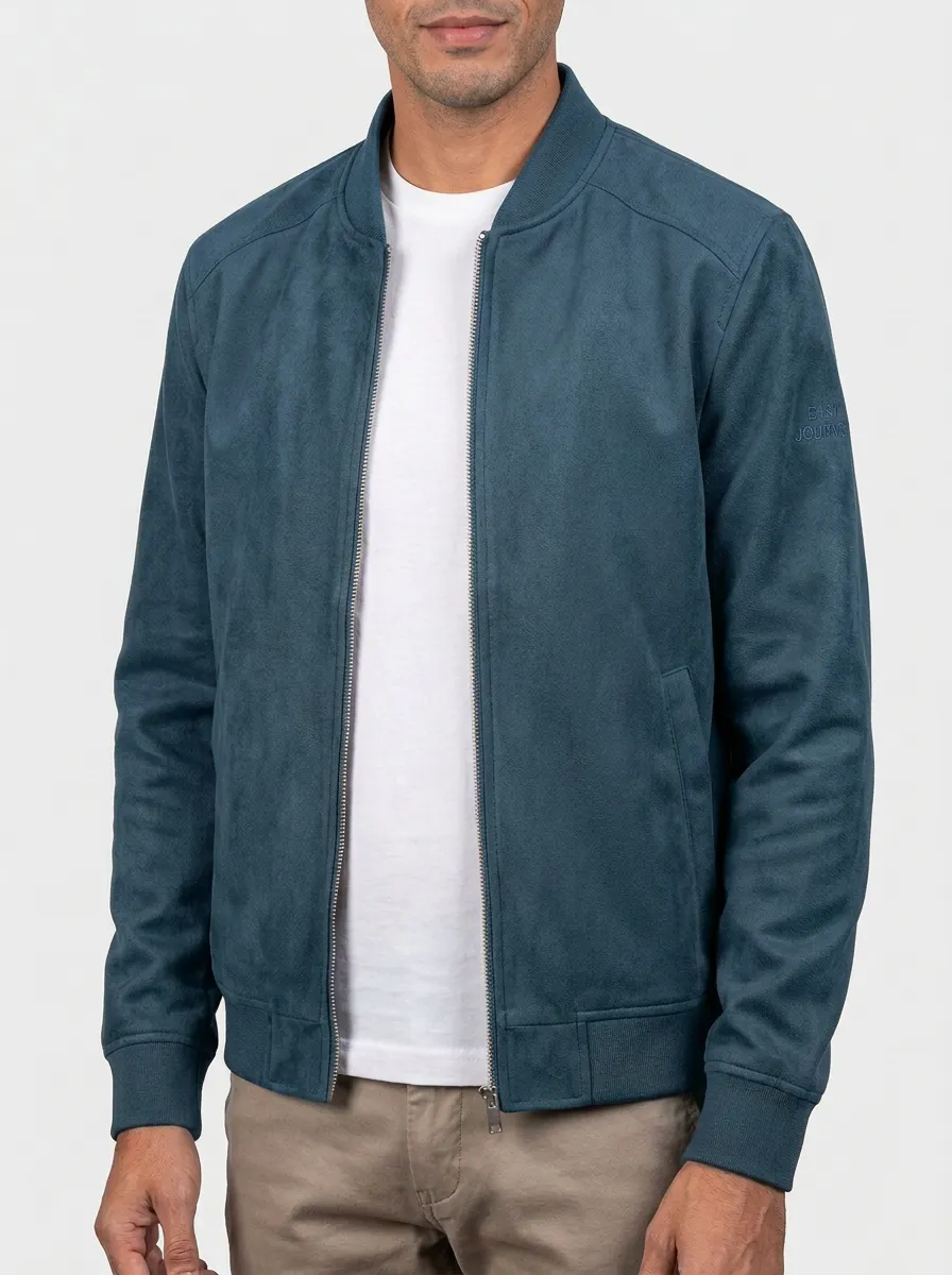 Suede Bomber Collar Jacket