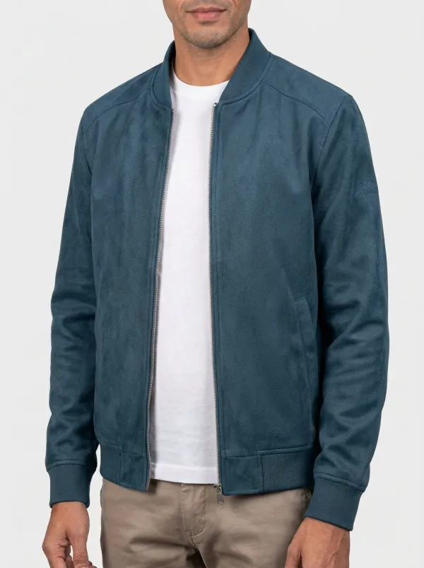 Suede Bomber Collar Jacket