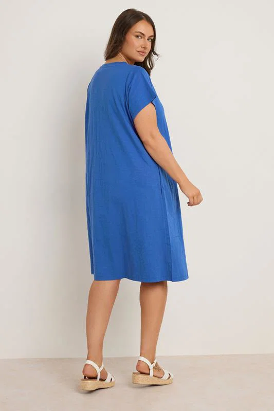 Cobalt Blue Premium Cotton Mini Dress detail 2