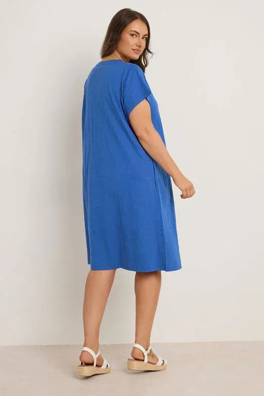 Cobalt Blue Premium Cotton Mini Dress