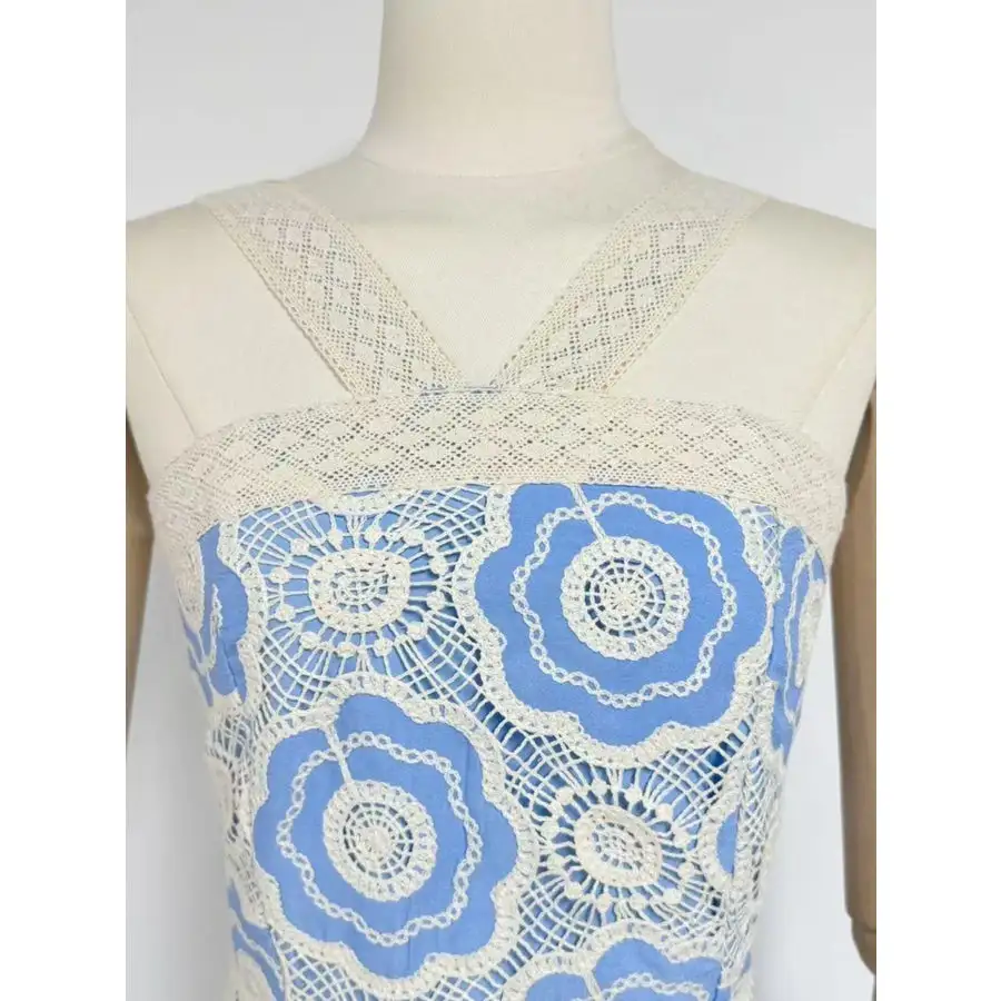 Lace Sleeveless Tiered Midi Dress
