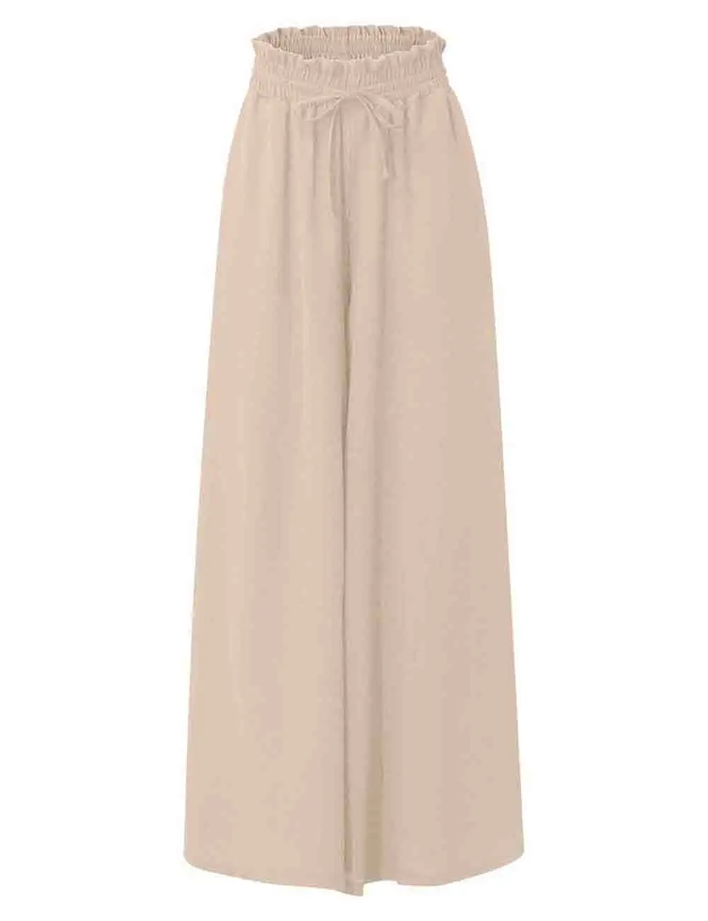 Elastic Waist Tie Wide Leg Pants