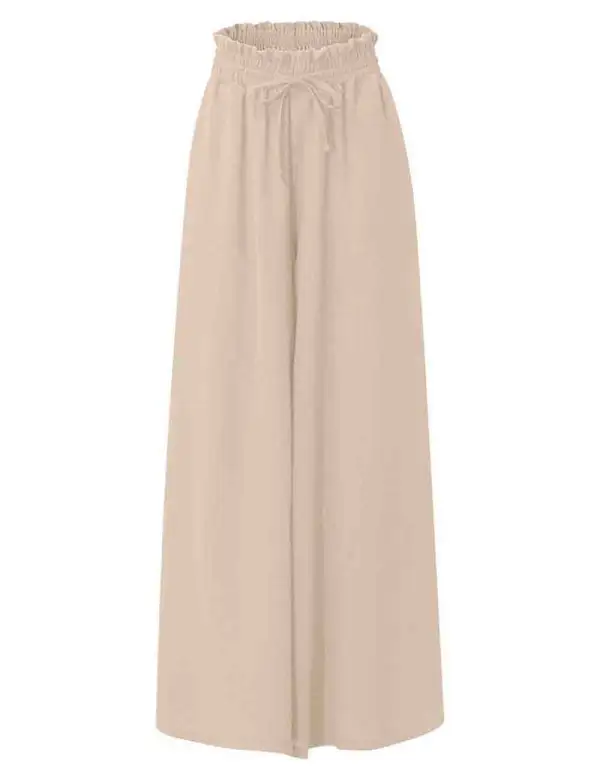 Elastic Waist Tie Wide Leg Pants