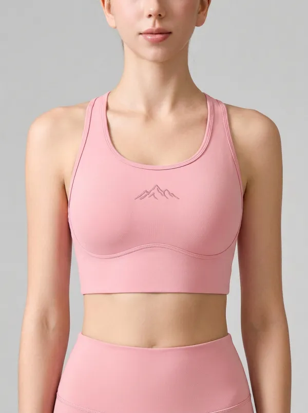 Women's Mountain-Embroidered Sports Bra