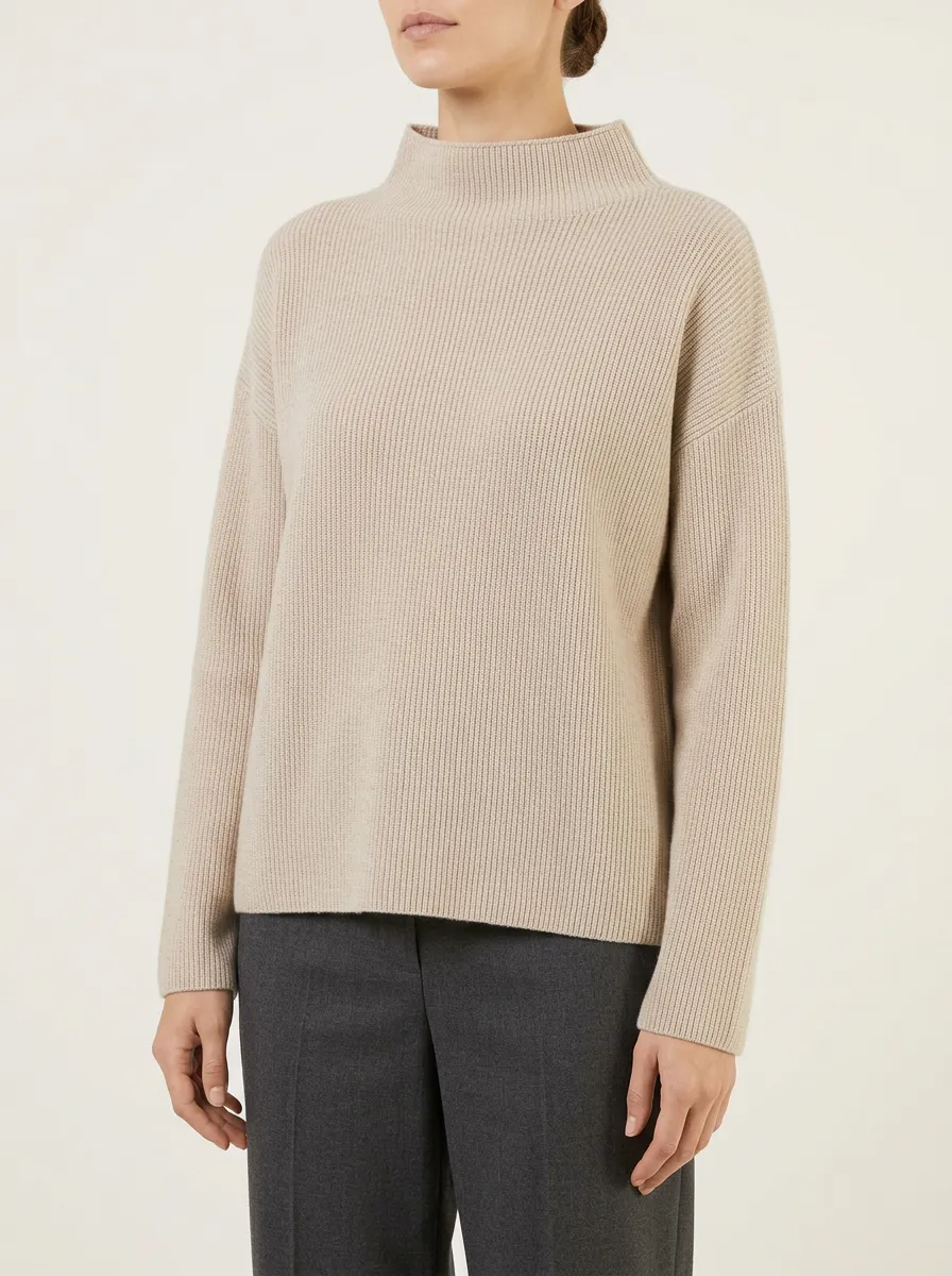 Women's Casual Ribbed Mock Neck Sweater