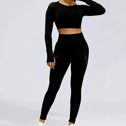 Yoga Gym Fitness Athletic Pants Leggings Long Sleeve Seamless