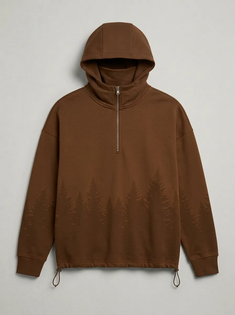 Men's Pine Forest Graphic Half-Zip Hoodie