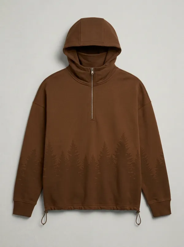 Men's Pine Forest Graphic Half-Zip Hoodie