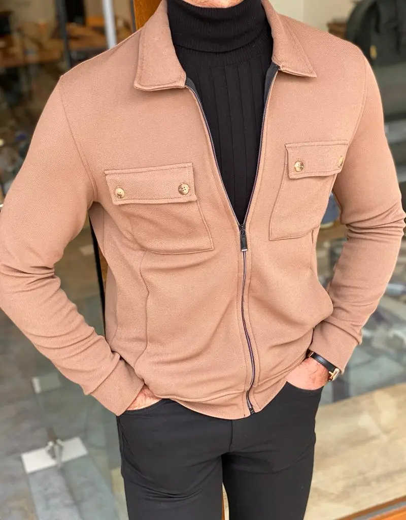 Double Pocket Slim Fit Casual Jacket