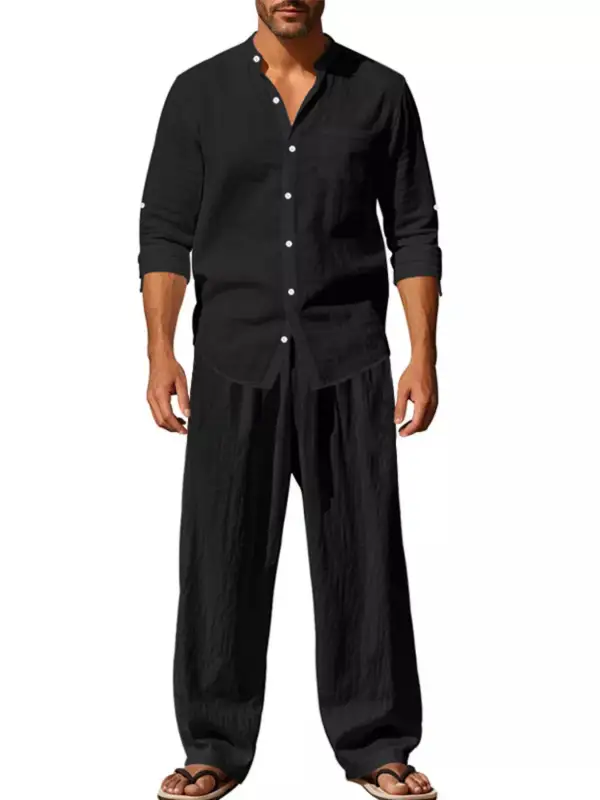 Long Sleeve Button Up Shirt And Pants Set