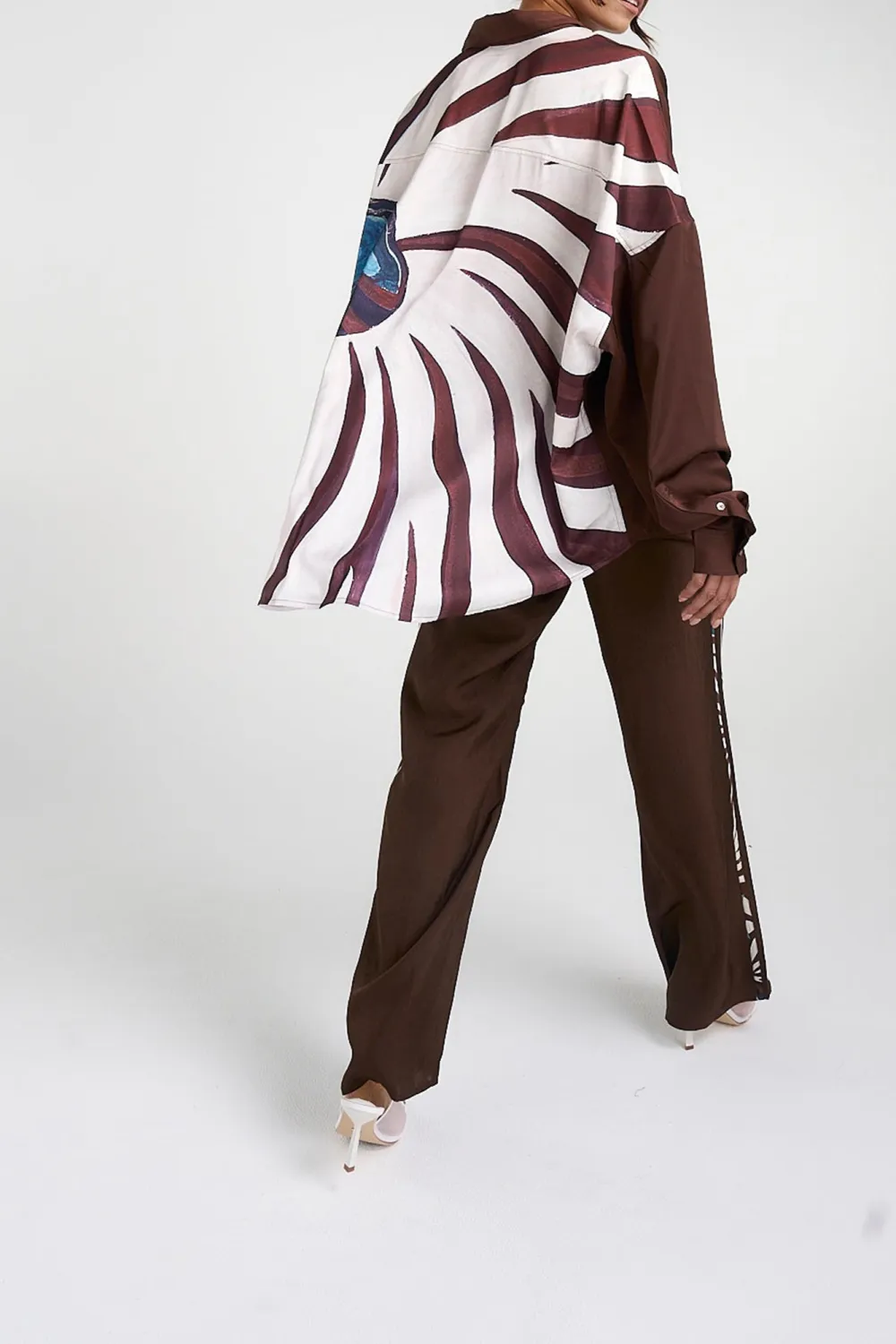 Brown Stripe Daily Personality Straight  Pants