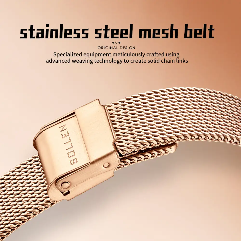 Sollen SL418 Women's Open Heart Automatic Mechanical Watch - 36mm Stainless Steel Case Slim 9.9mm Small Seconds Mesh Bracelet Wristwatch