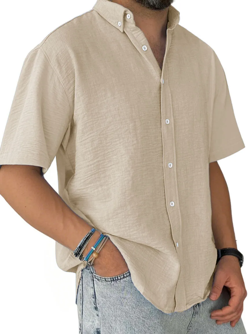 Short Sleeve Pleated Front Shirt