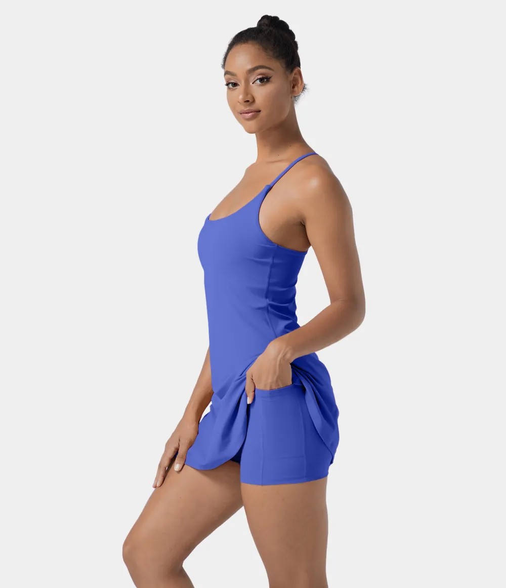Softlyzero Airy Backless Cut Out 2-in-1 Pocket Cool Touch Mini Activity Dress