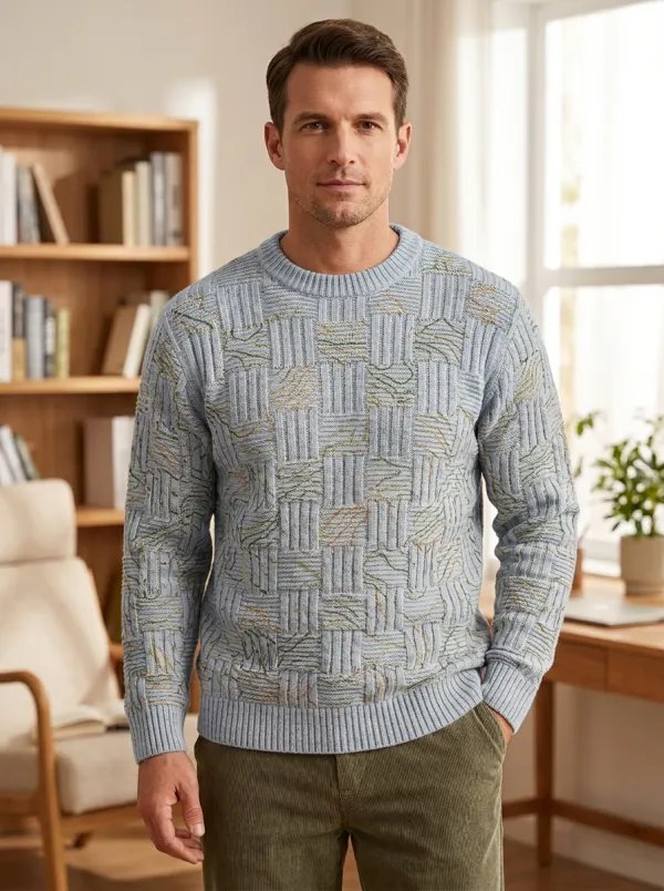 Men's Geometric Textured Sweater
