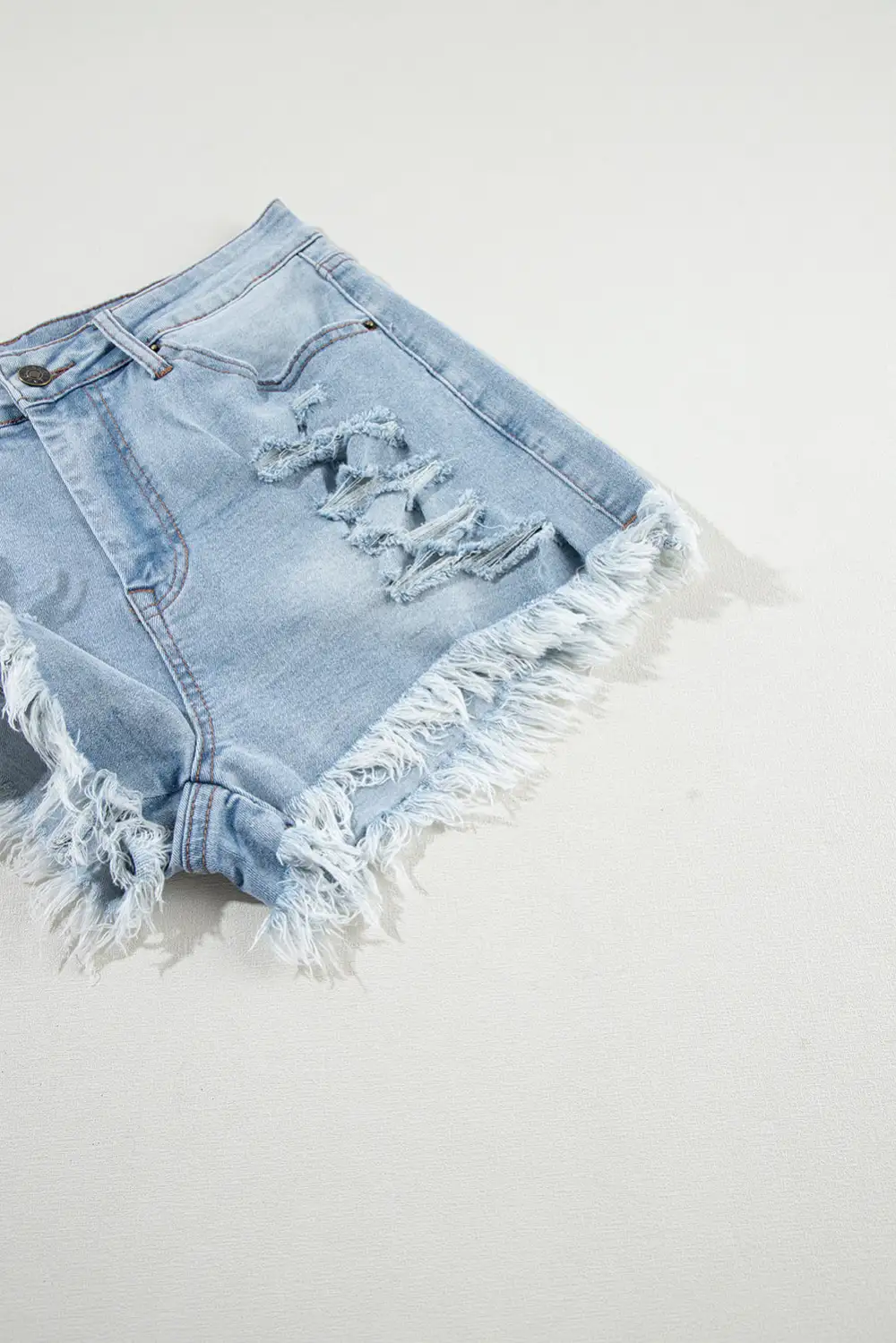 High-Waist Raw-Hem Distressed Ripped Denim Shorts