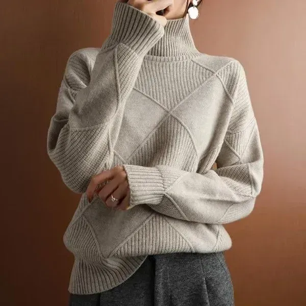 ??Loose Cashmere Turtleneck Sweater Cardigan-FREE SHIPPING