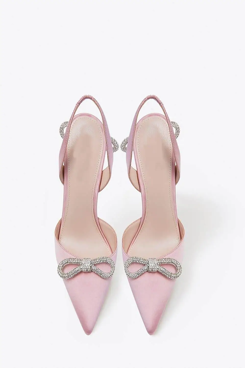 Satin Rhinestone Bow Sling Back