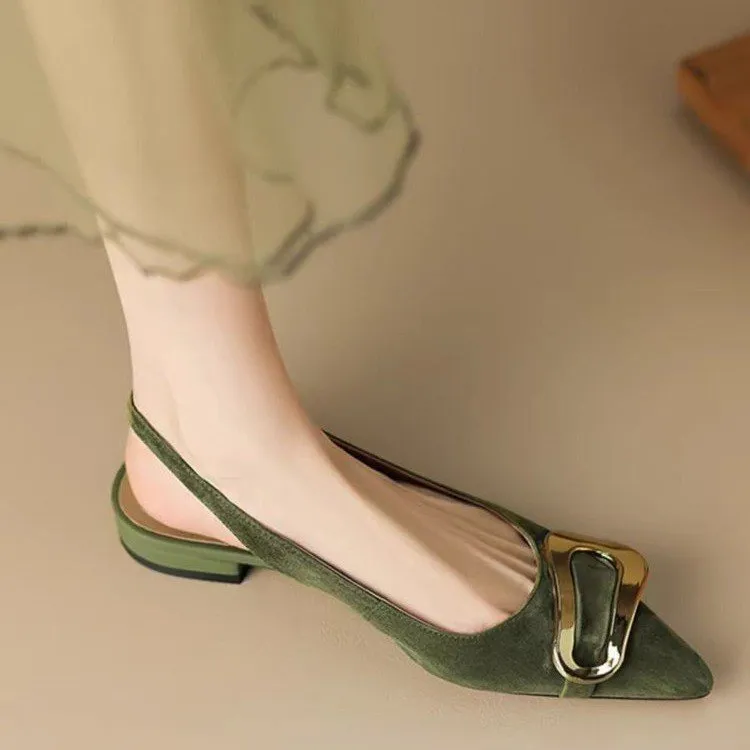 Pointed Toe Buckle Strap Flats