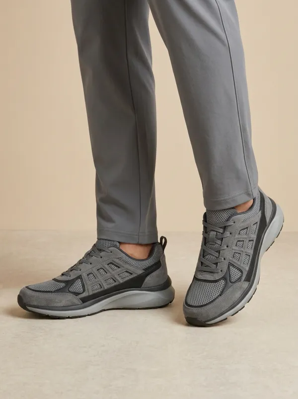 Men's Casual Suede Mesh Print Sneakers