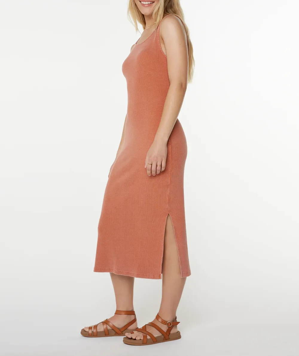 Stretch Cotton Ribbed Figure-Hugging Dress