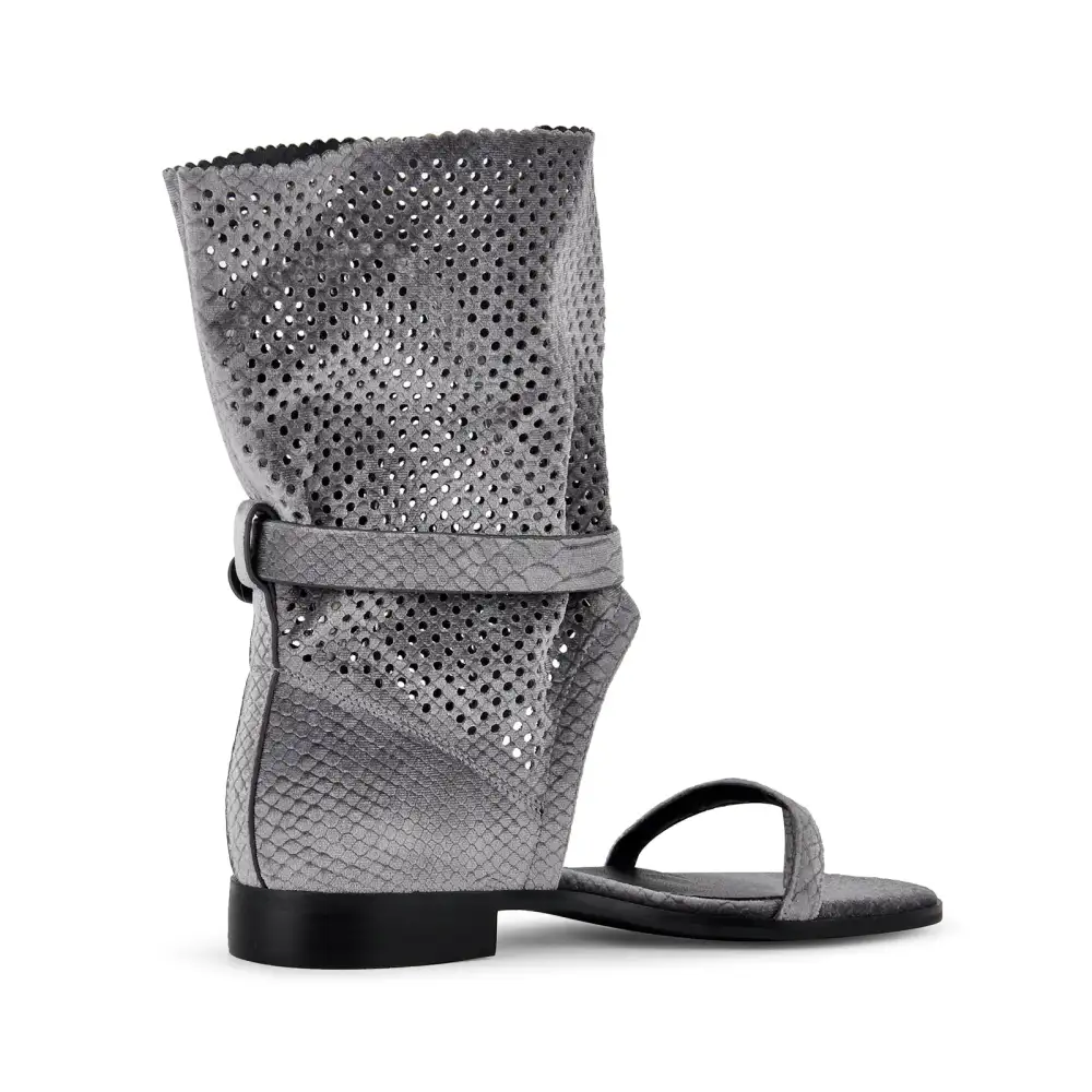 Flip-Flop Buckle Cutout Flat Bootie Sandals