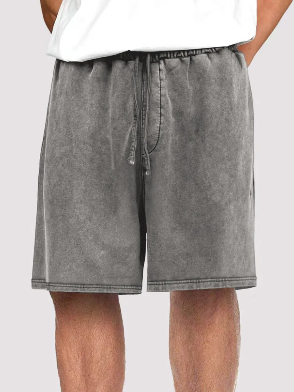Garment Washed Drawstring Shorts