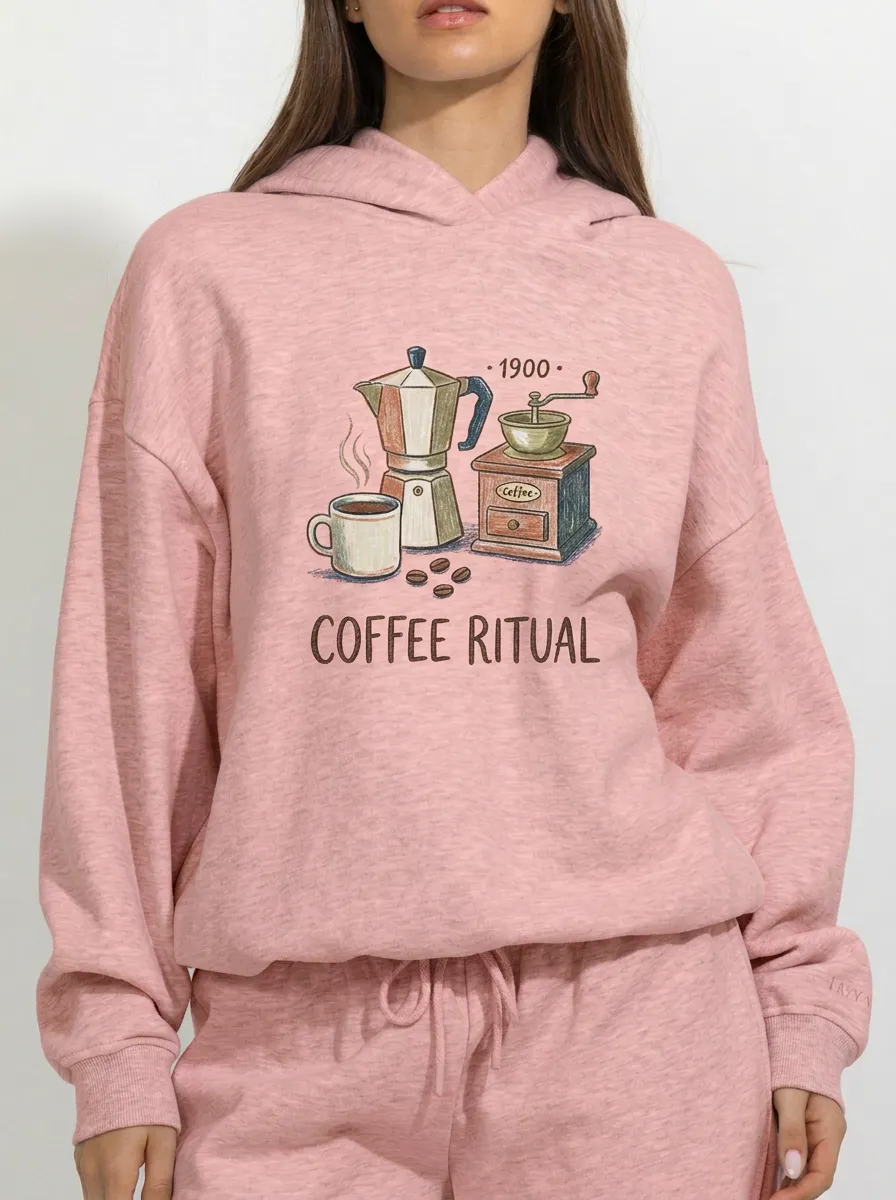 Women's Coffee Moka Pot Grinder Graphic Hoodie