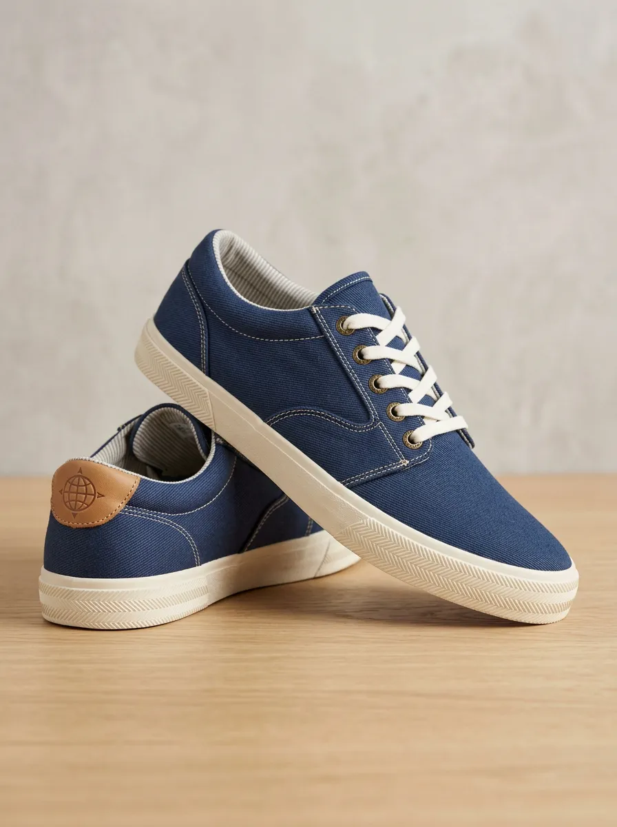 Casual Globe Graphic Leather Look Winter Look Men's Canvas Shoes
