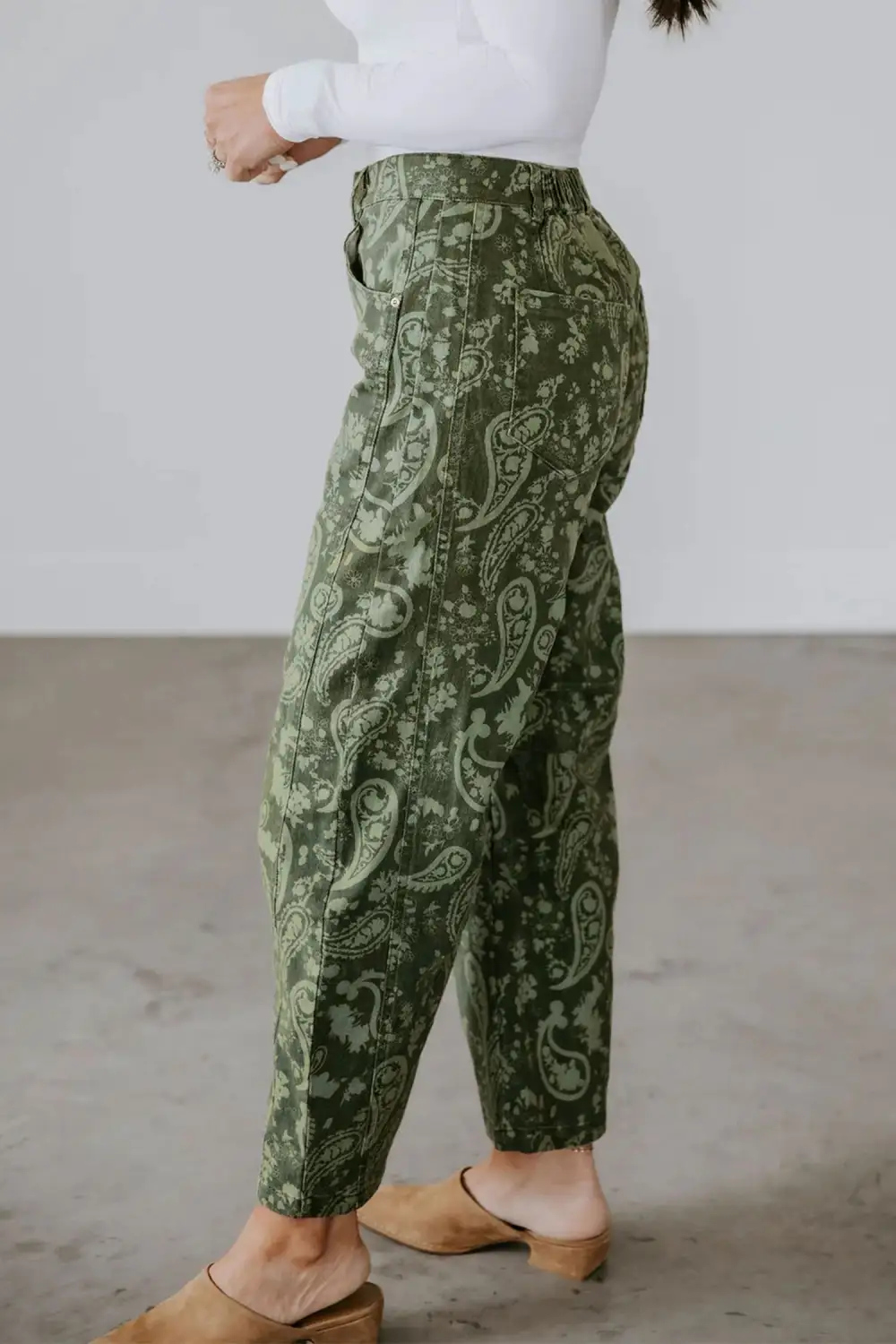 Women's Paisley Print Harem Denim Pants