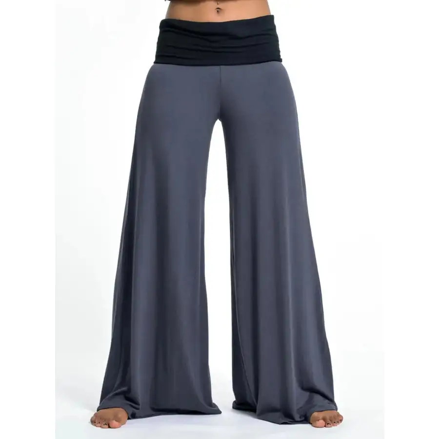 High Waisted Wide Leg Yoga Pants with Contrast Waistband