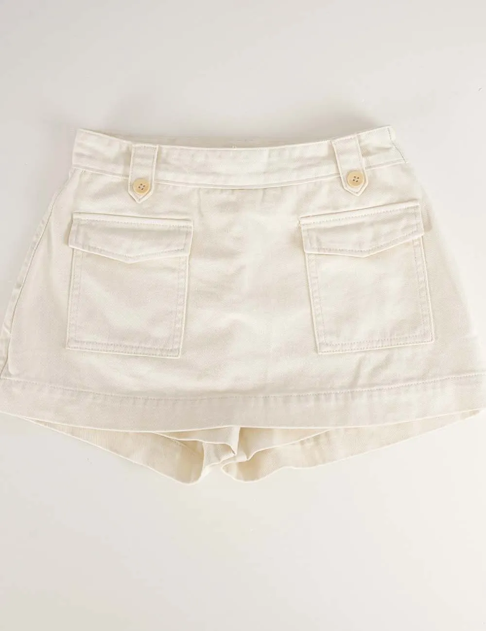 Solid Color Cargo Pocket Denim Skorts