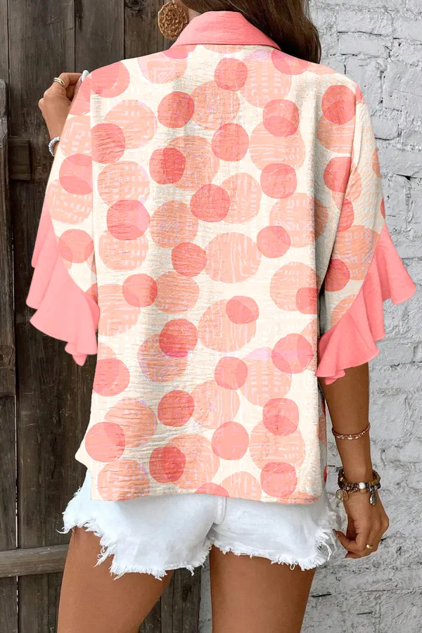 Pink Double Polka Dot Printed Shirt