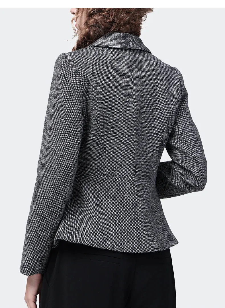 Notched Collar Woolen Blazer