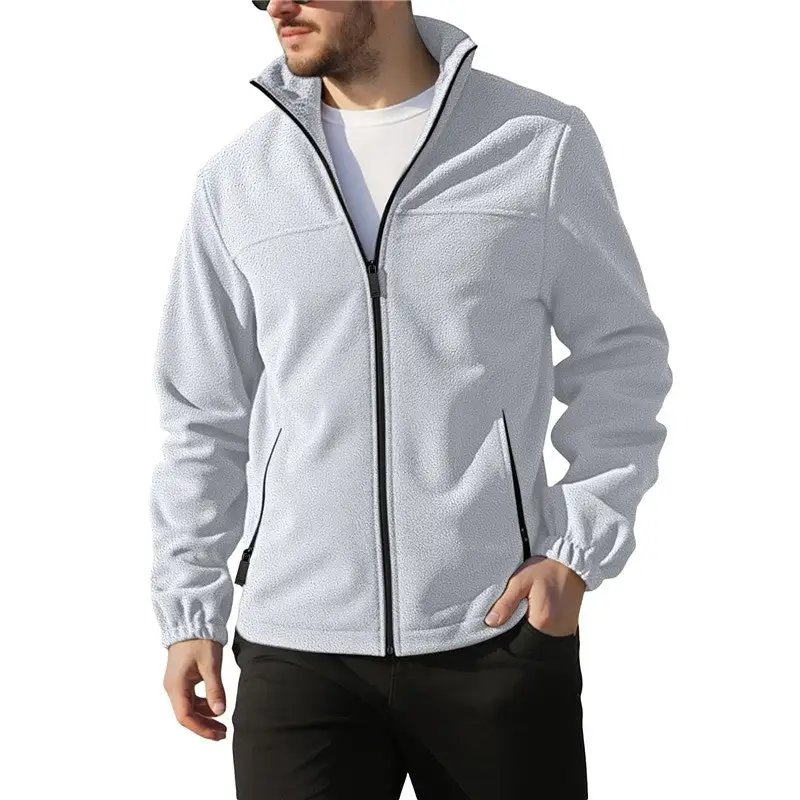 Zip-Front Fleece Casual Outerwear Jacket