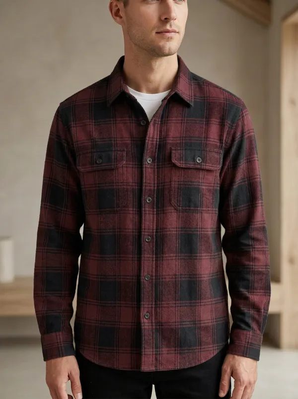 Forest Plaid Curved Hem Shirt