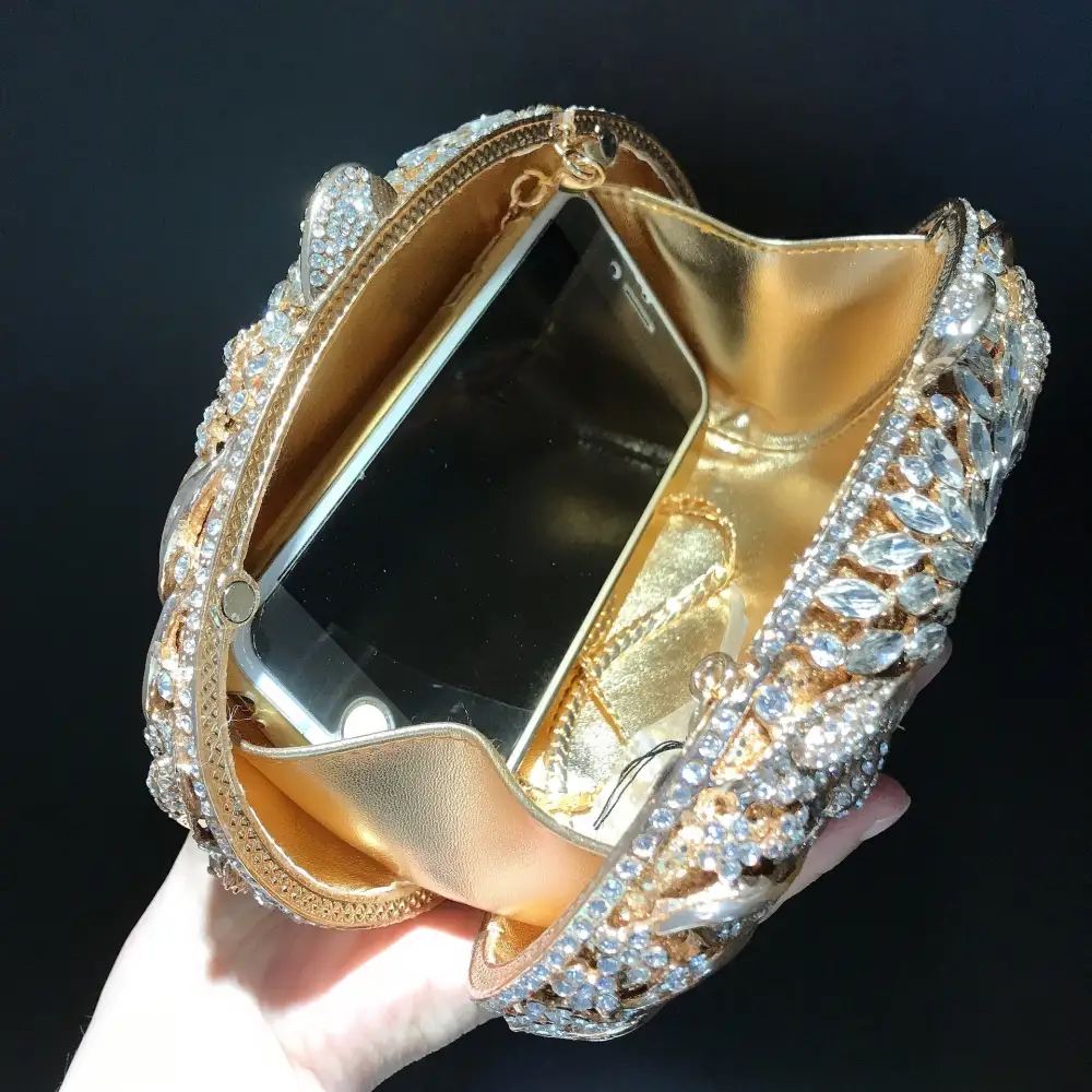 Metal Rhinestone Box Clutch Bag