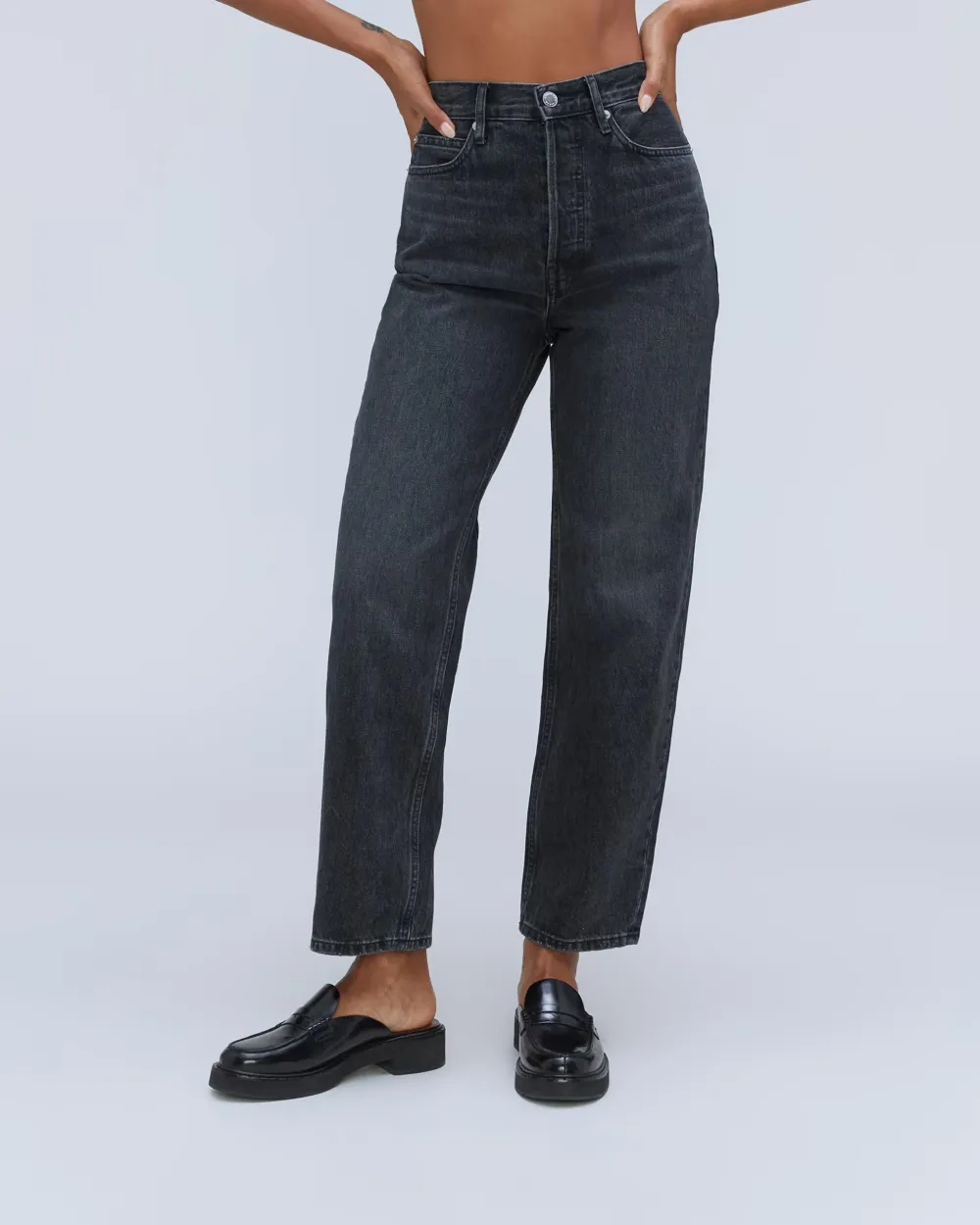 Washed High-Waisted Jeans