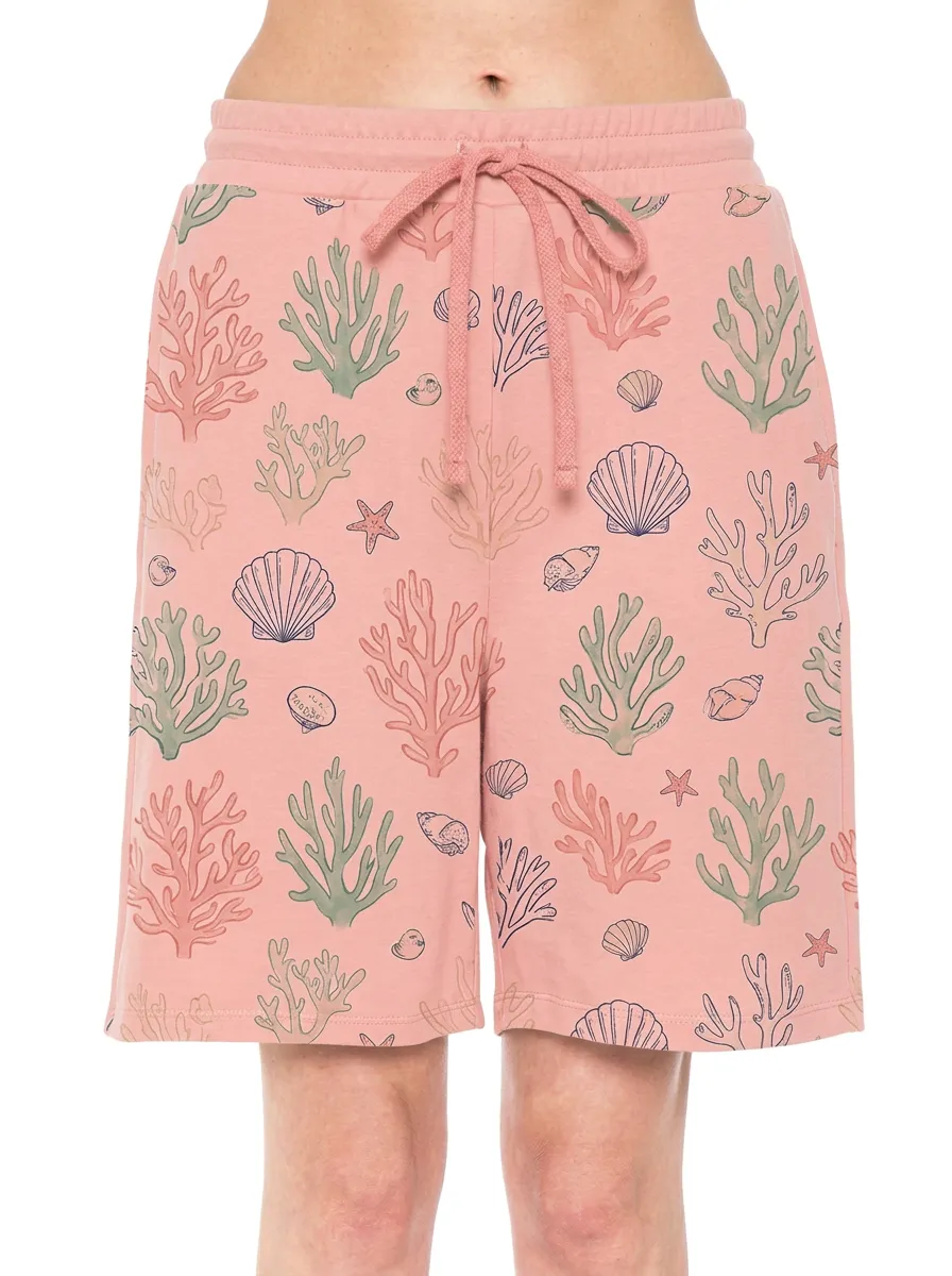 Women's Beach Ocean Lover Coral Seashell Printed Shorts