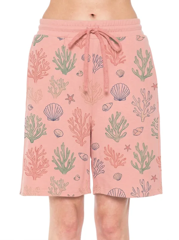 Women's Beach Ocean Lover Coral Seashell Printed Shorts