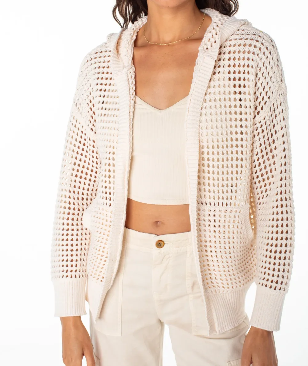 Open-Knit Hooded Sweater
