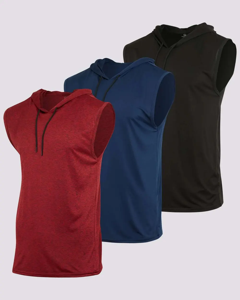 Men's Dry-Fit Active Hooded Tank Top Workout Drawstring Top (Available in Big & Tall)