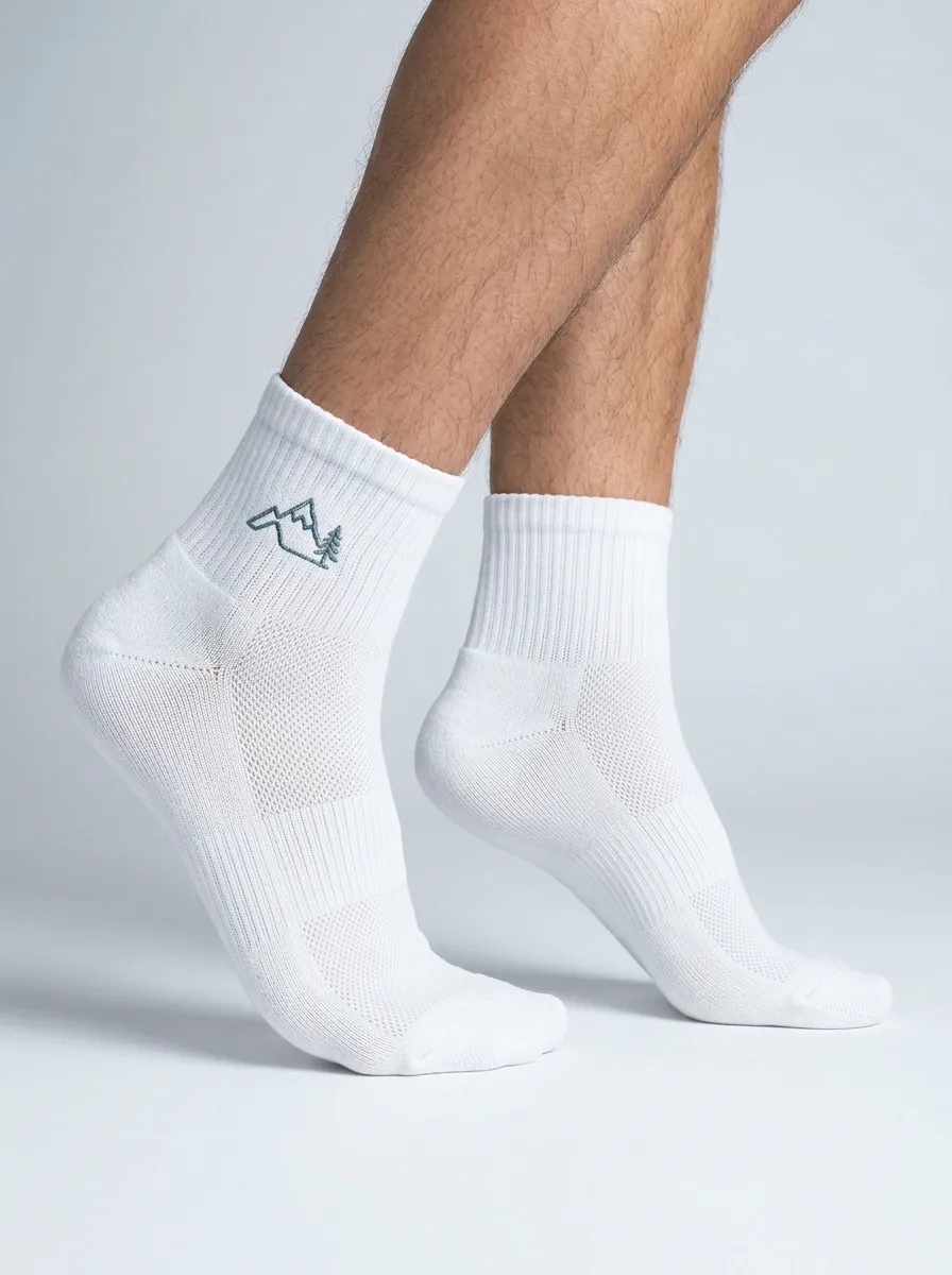 White Trail Mountain Pine Graphic Performance Ankle Socks