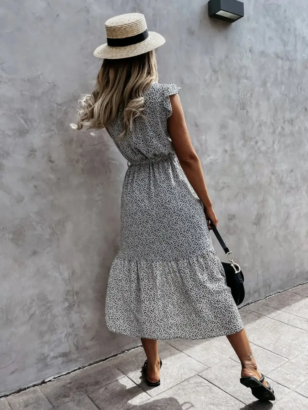 Everyday Surplice Neck Ruffle Trim Dress