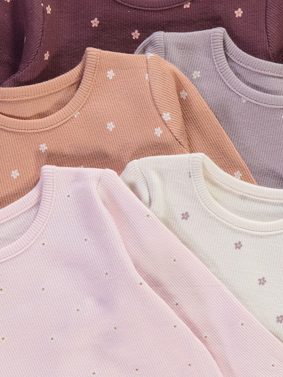 Floral Ribbed Tops and Leggings Set 5 Pack detail 1